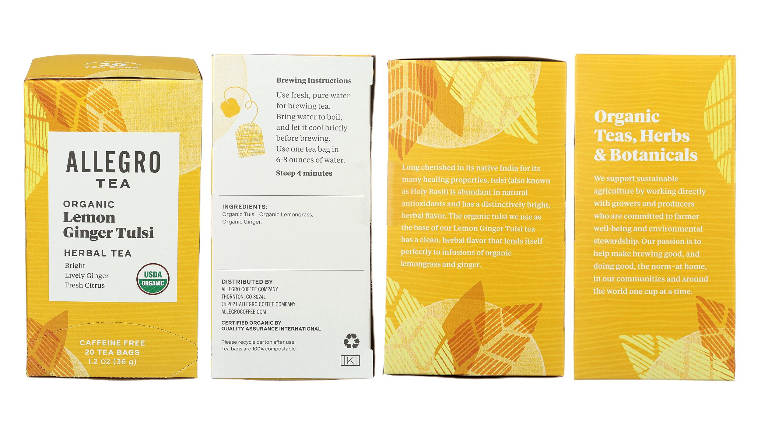 All sides of the Allegro Tea rebranded carton