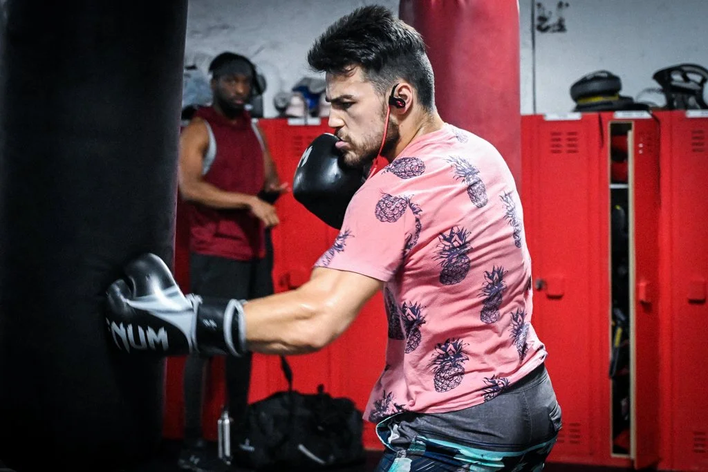 Boxer punching the bag