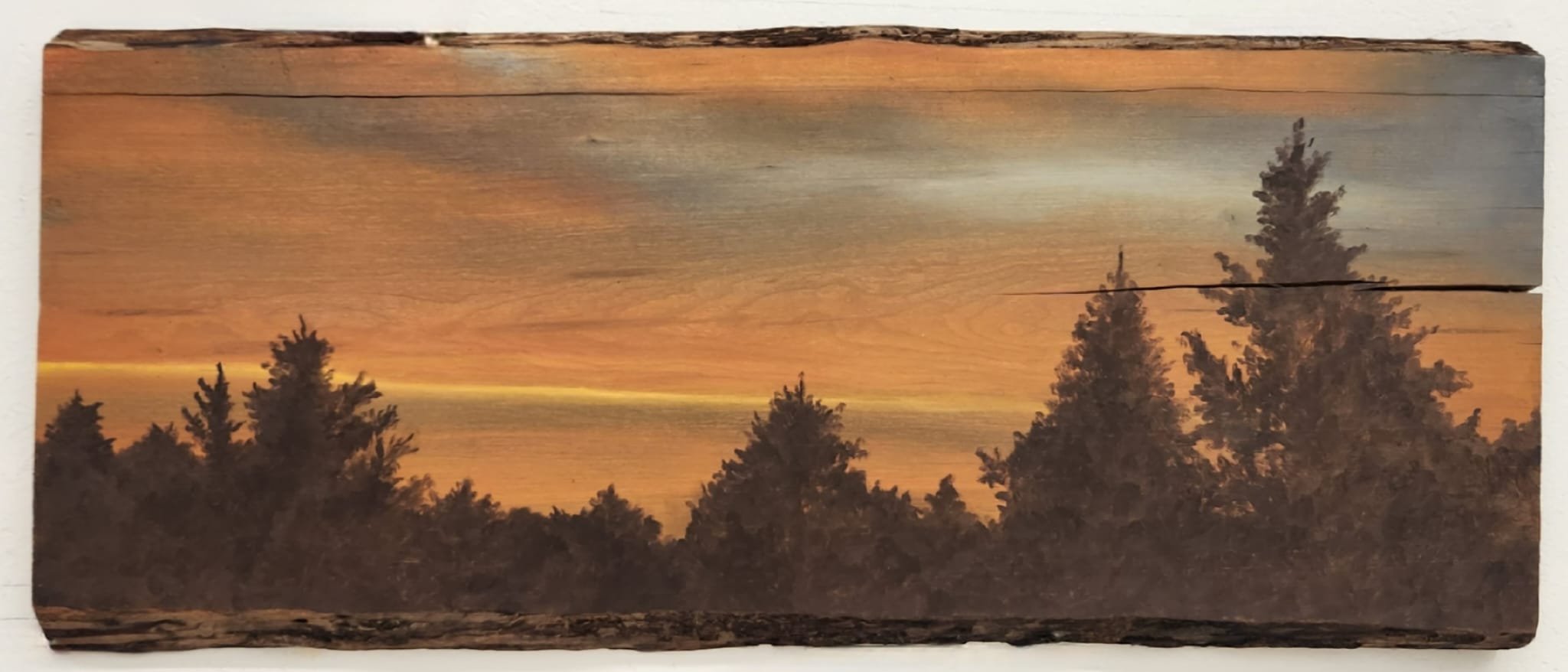 ~ SOLD ~
Up North Somewhere
2023
Oil on wood
10" x 24"
