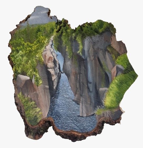 ~ SOLD ~
River Amongst the Cliffs
2024
Oil on wood
18" x 20"