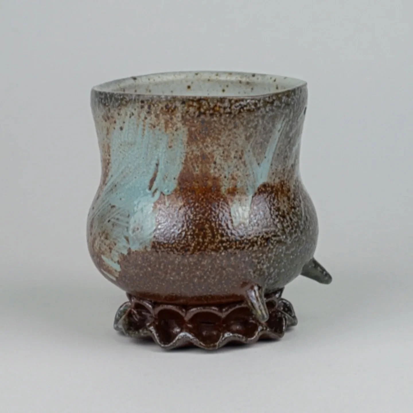 One of the cups I made and soda fired this summer while doing a ceramics residency @etsuartanddesign .