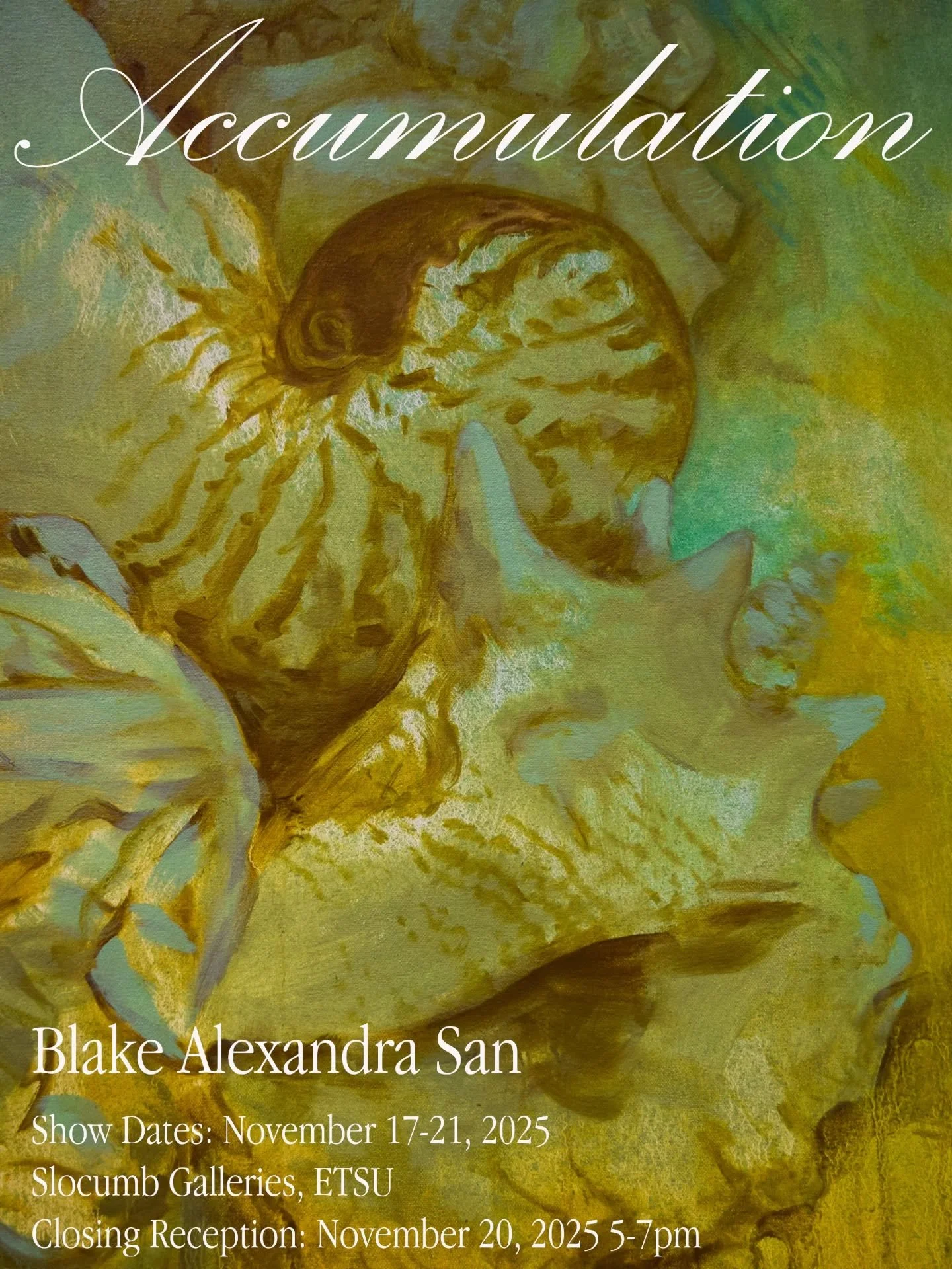 My solo BFA graduation show at @slocumbgalleries is coming up in a few weeks. It will be on view November 17-21, 2025. I would love to invite everyone to come to the closing reception at Slocumb Galleries located on the ETSU campus November 20th from