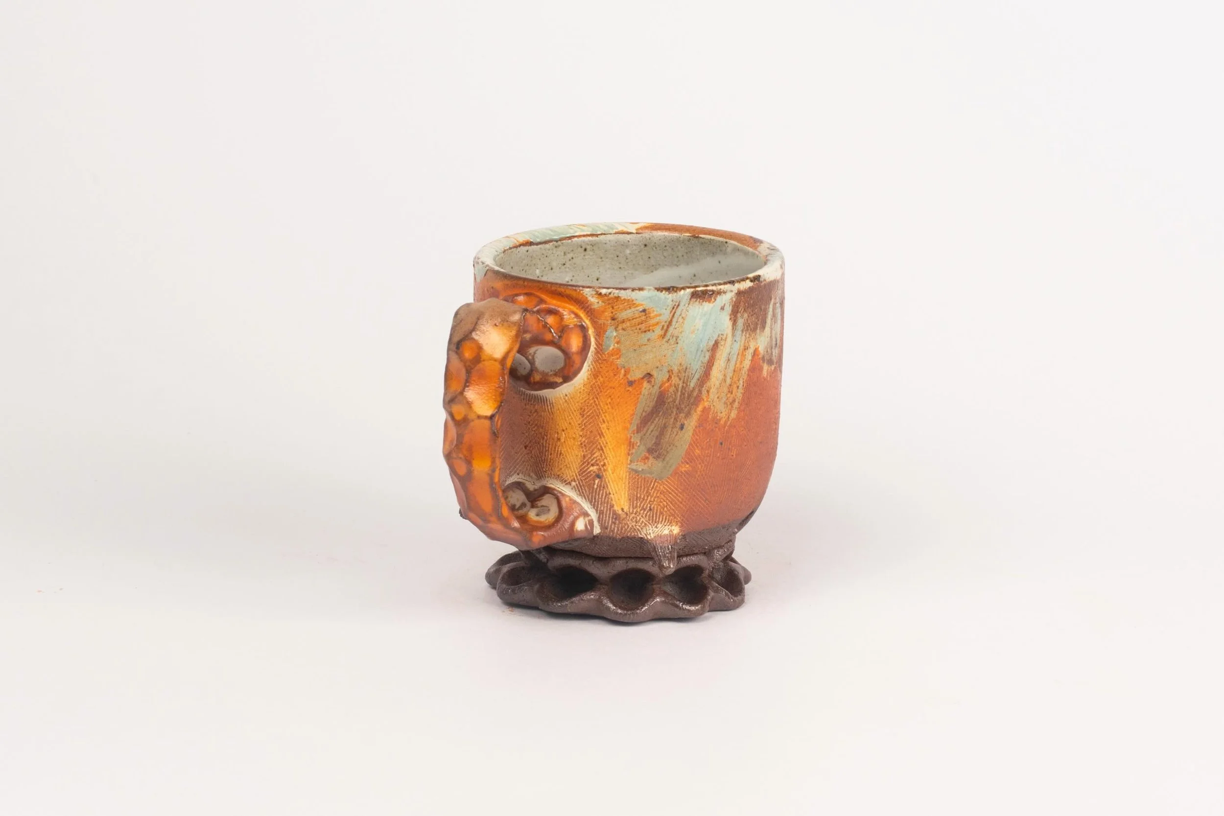 One of the few pedestal mugs I had in this firing. Not sure why I didn&rsquo;t have more but I remedied that today and threw a few variations of them. Giving them more height, volume, and movement in the body this time. Definitely wanna use this slip