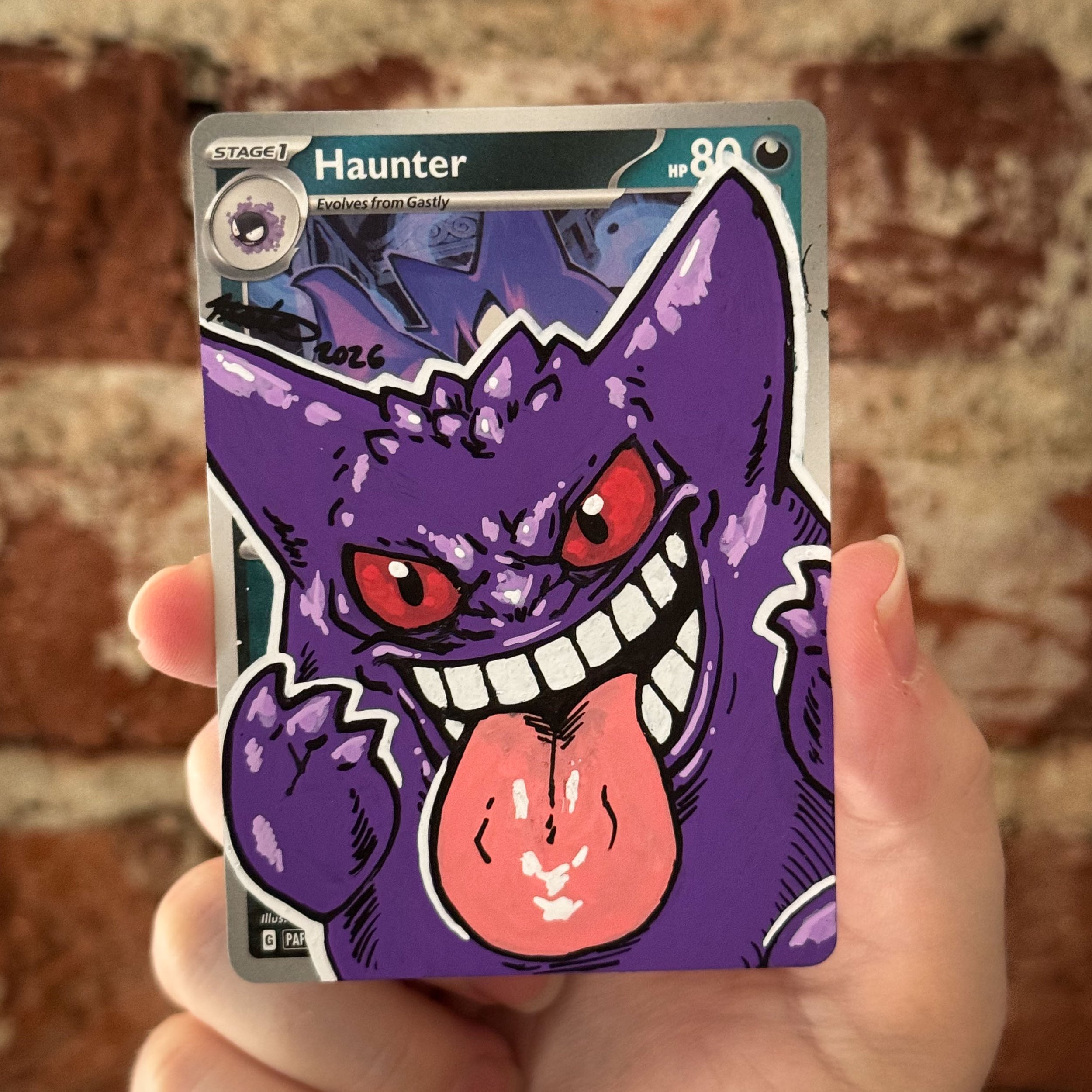 Painted Pokemon Card - Gengar