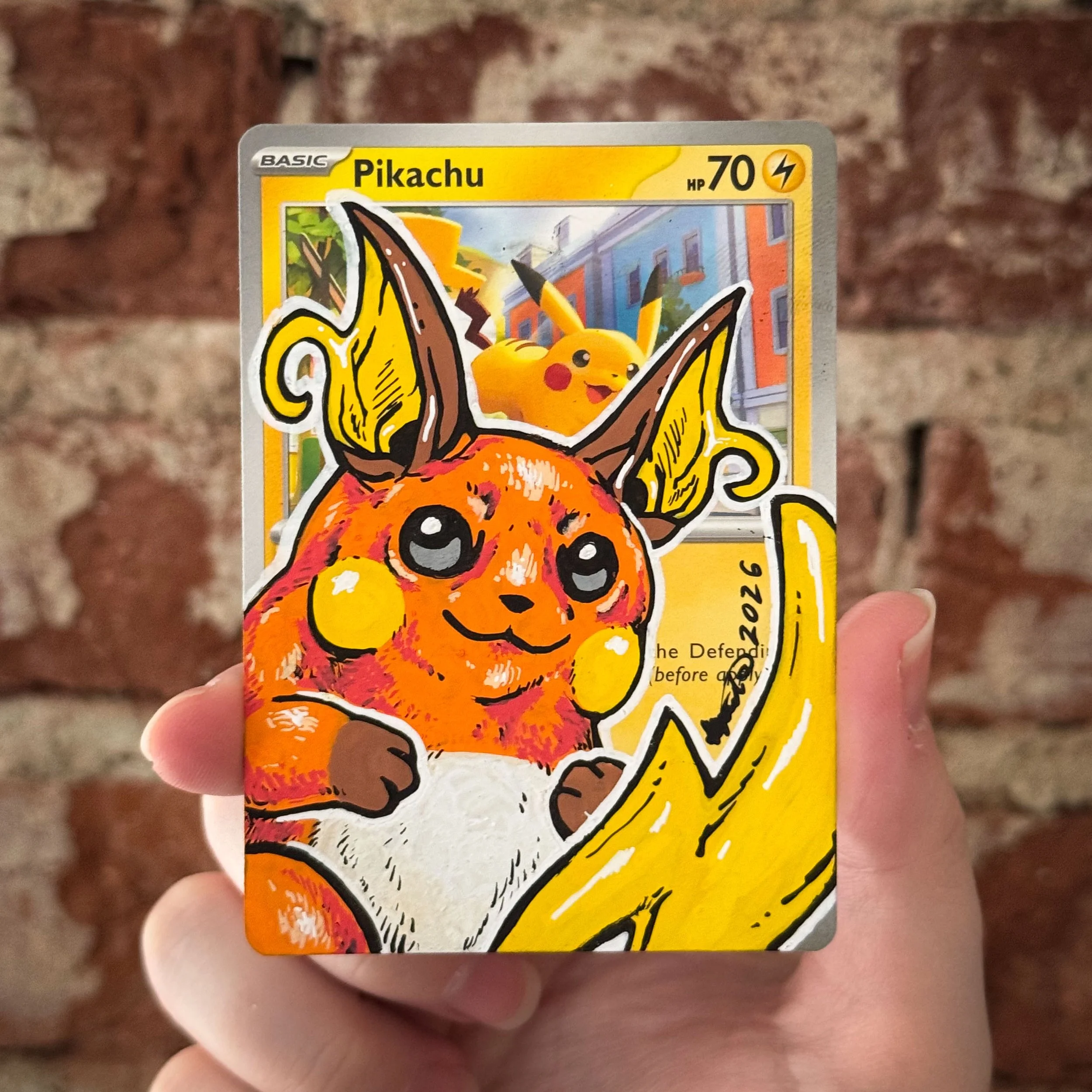 Painted Pokemon Card - Raichu