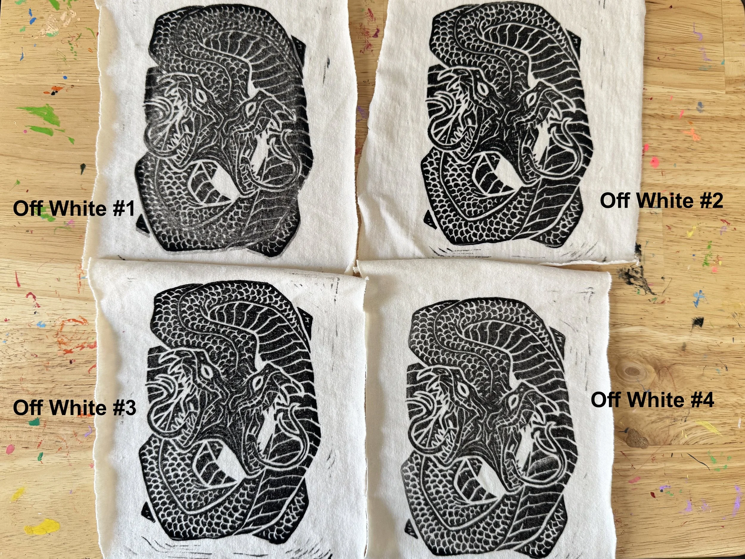 Snake Block Print Fabric Patch - Off White
