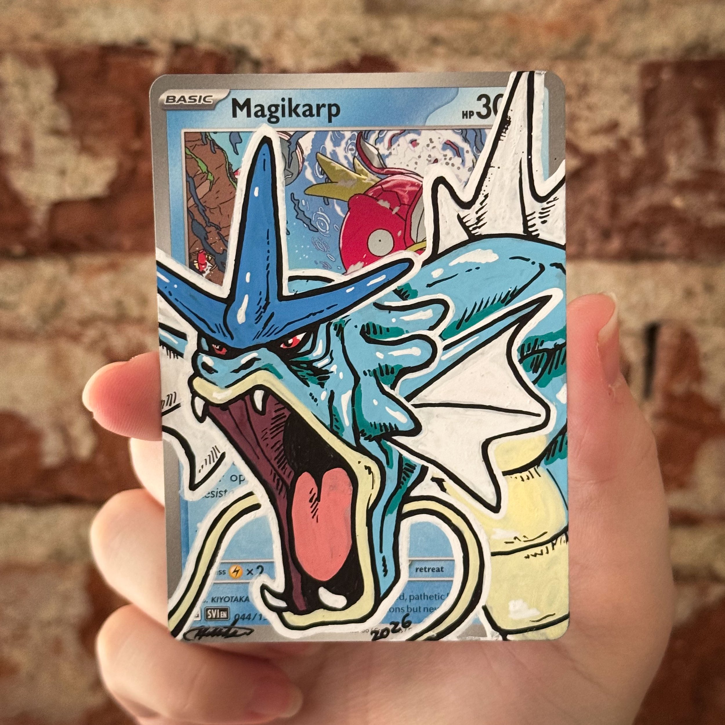 Painted Pokemon Card - Gyarados