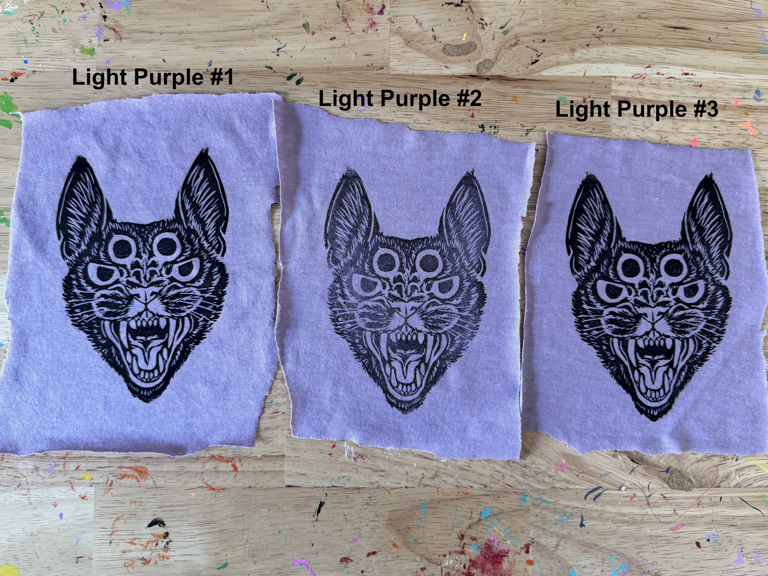 Cat Block Print Fabric Patch - Light Purple