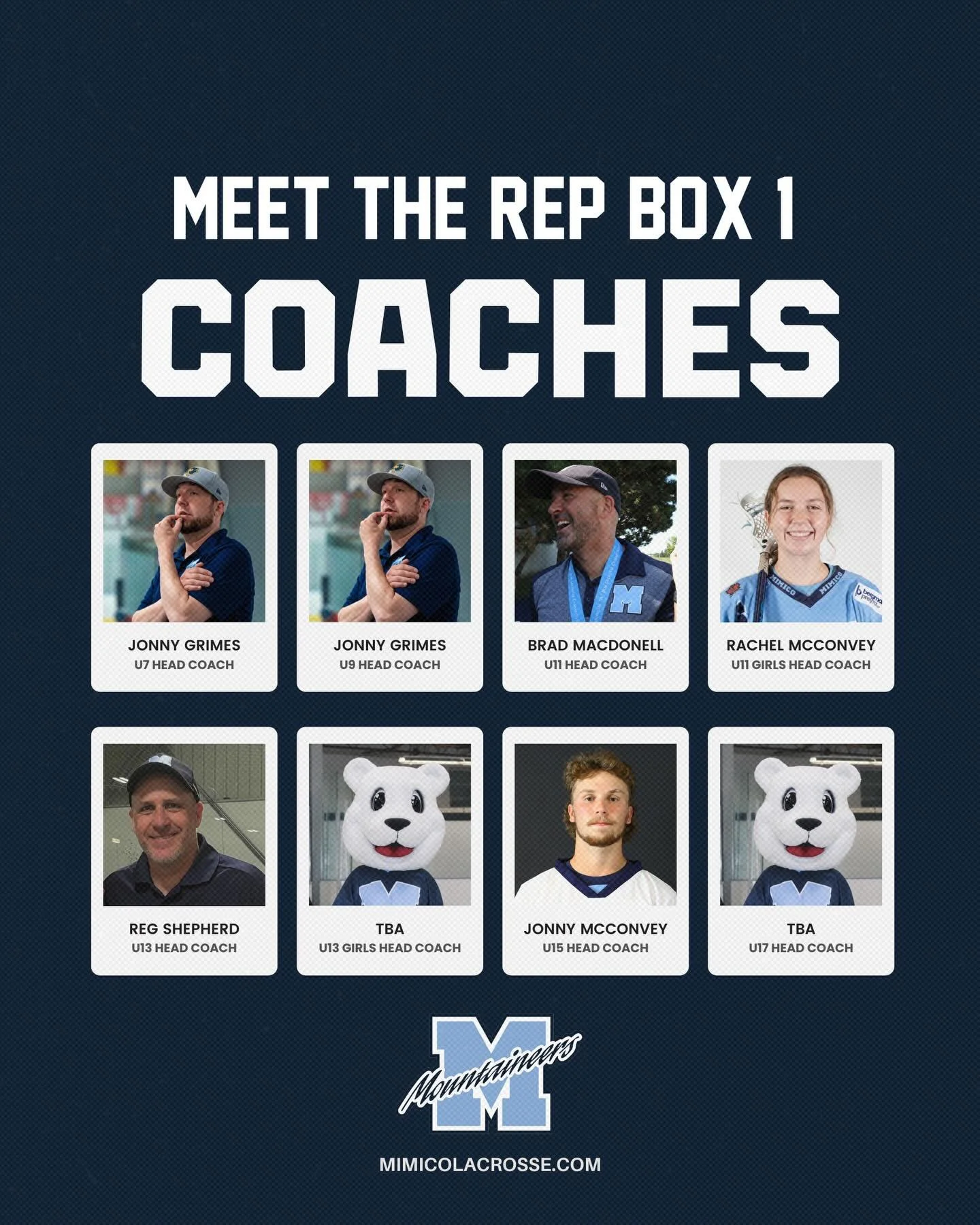 Introducing Our 2026 Rep Box Head Coaches! 🥍
 
We&rsquo;re excited to introduce the coaches leading our Rep 1 teams for the 2026 season.
 
📣 Meet the Coaches:
 
👤 U7-1: Jonny Grimes
👤 U9-1: Jonny Grimes
👤 U11-1: Brad MacDonell
👤 U11 Girls: Rach
