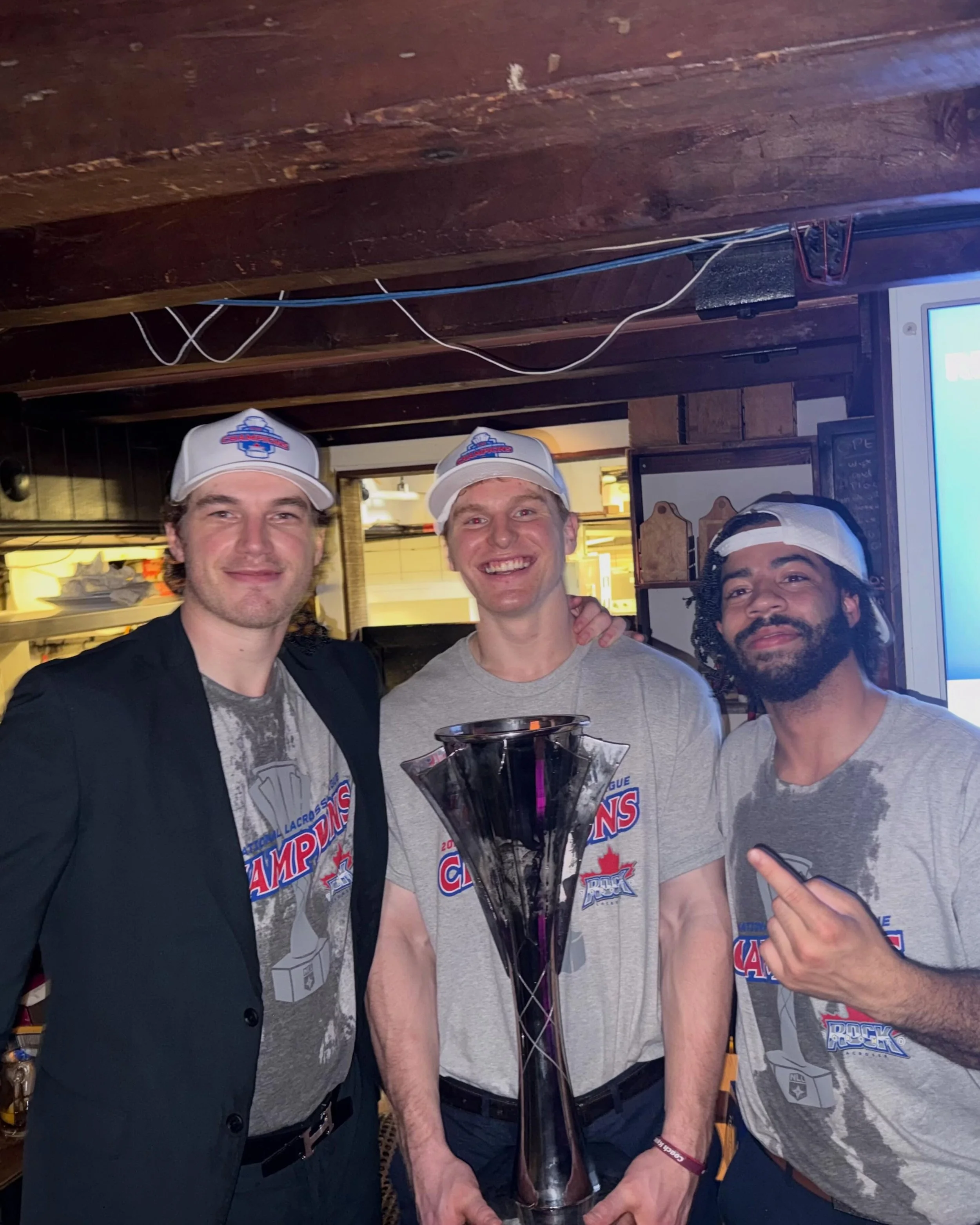 Congratulations to @mimicoalumni Robert Hudson, CJ Kirst and Isiah Moran Weekes and @thetorontorock on winning the NLL Championship 🏆 #NLLFinal