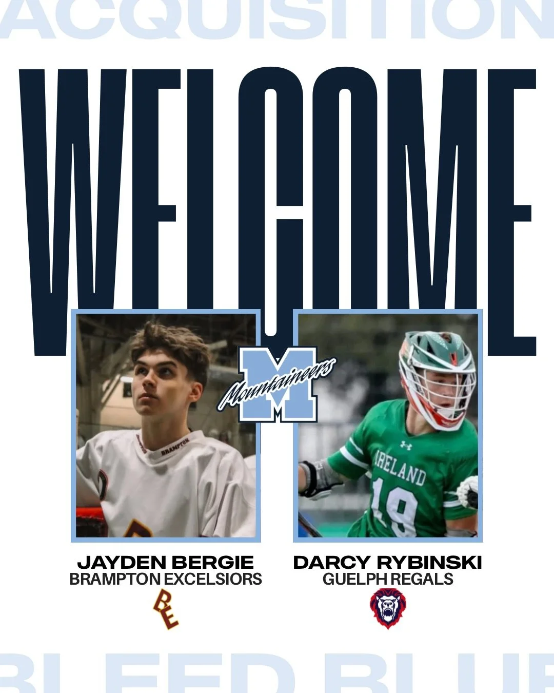 🚨 ACQUISITION ALERT 🚨
The Mimico Mountaineers are excited to announce the acquisition of Jayden Bergie from the Brampton Excelsiors and Darcy Rybinski from the Guelph Regals.
Please join us in welcoming Jayden and Darcy to the Mountaineers family a