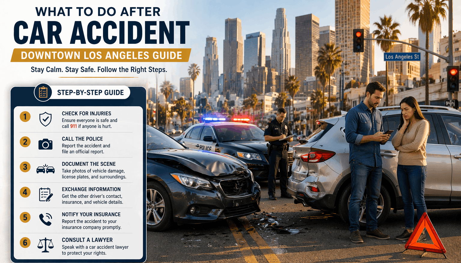 What to Do After a Car Accident in downtown Los Angeles, California and Your Legal Options