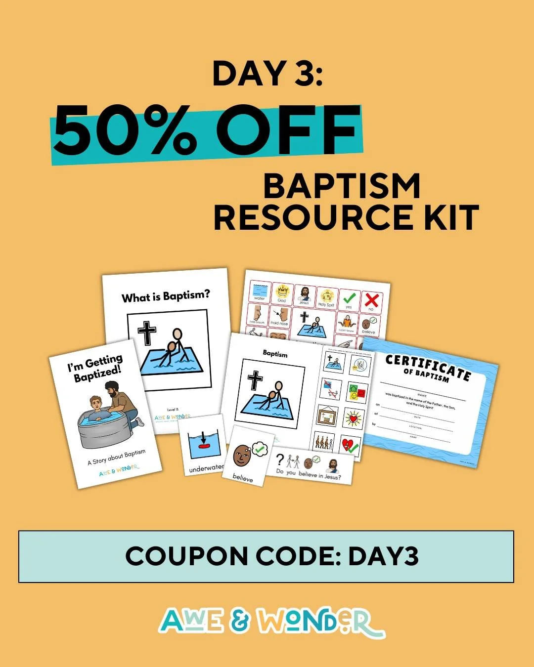 ➡️ Comment &quot;BAPTISM&quot; for the shop link &amp; use code: DAY3 for 50% off!

💧 Day 3 &amp; the final deal in our 🚨3 Days of Deals🚨 Black Friday Sale! Grab our Baptism Resource Kit at 50% off using code DAY3.

Designed for individuals with d