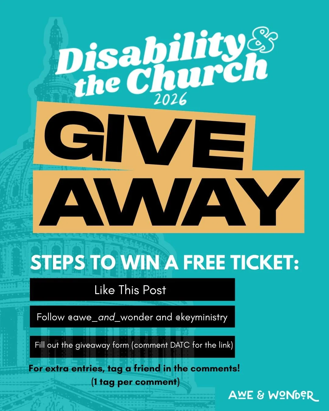 Win a FREE ticket to DATC 2026!
How to enter:
❤️ Like this post
➕ Follow @awe_and_wonder and @keyministry
📋 Comment "DATC" for the link to fill out the giveaway form 

For extra entries, tag a friend in the comments! (1 tag per comment)
*G
