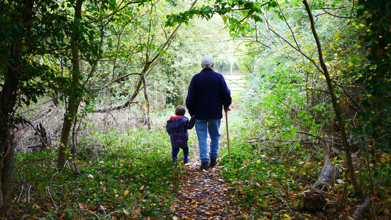 Grandfather walking with Grandchild