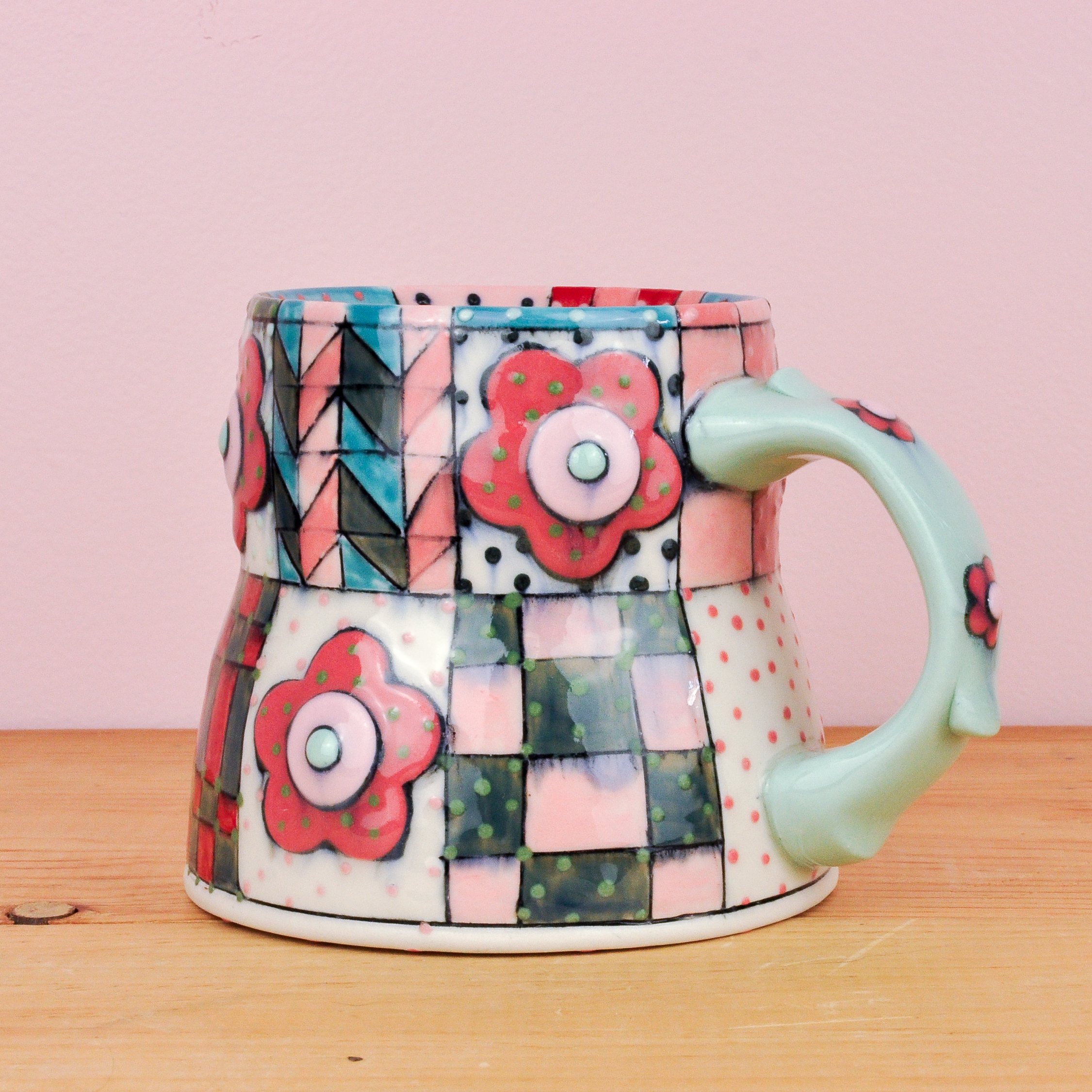Red & Pink Quilt Mug 3