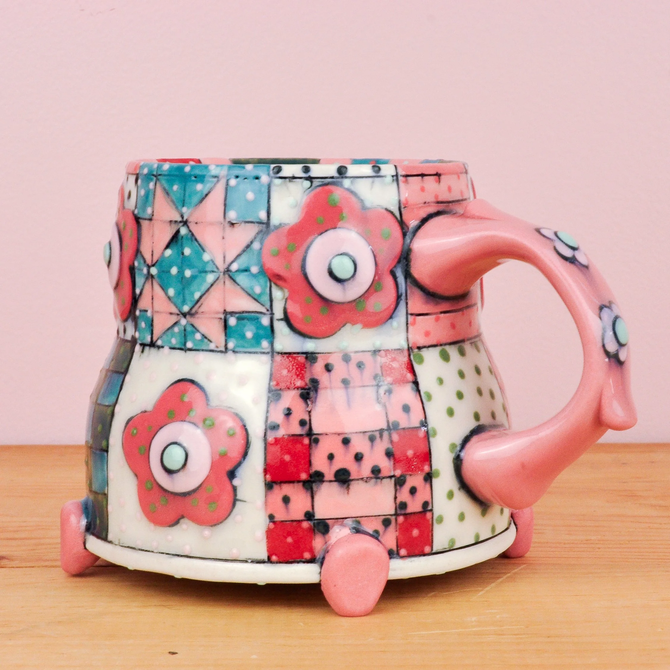 Red & Pink Quilt Mug 8
