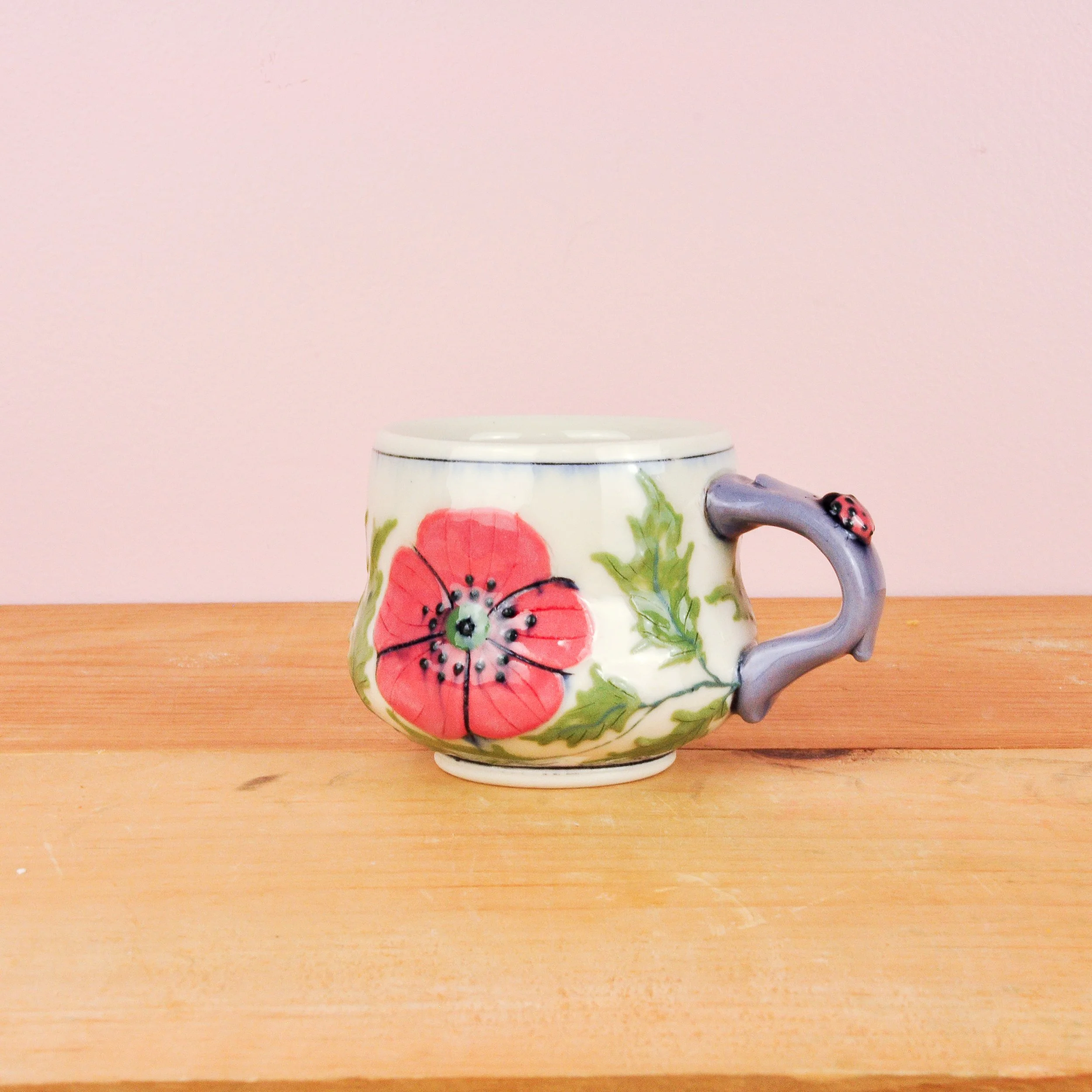 Poppy + Ladybug espresso mug