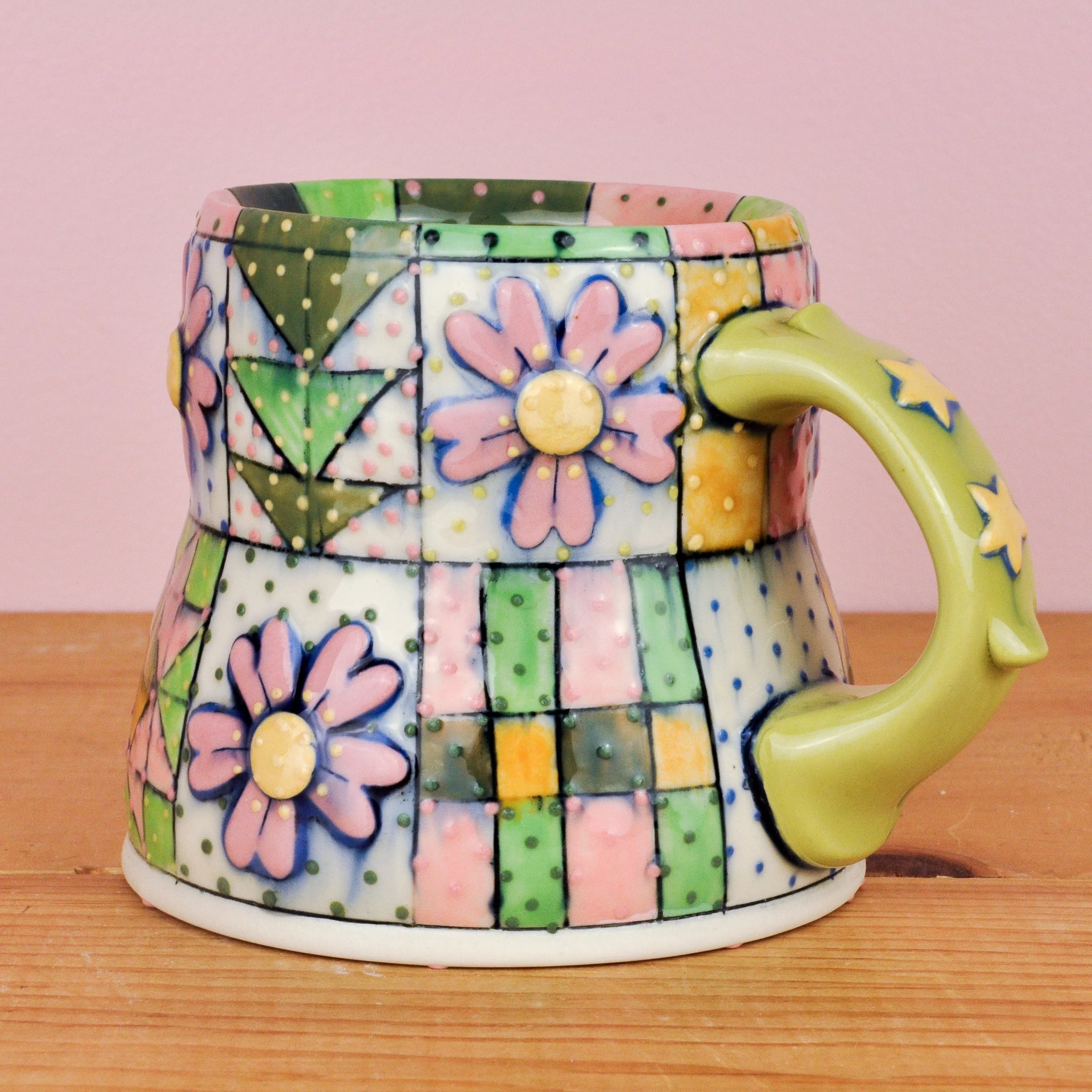 Pink & Chartreuse Quilt mug 5