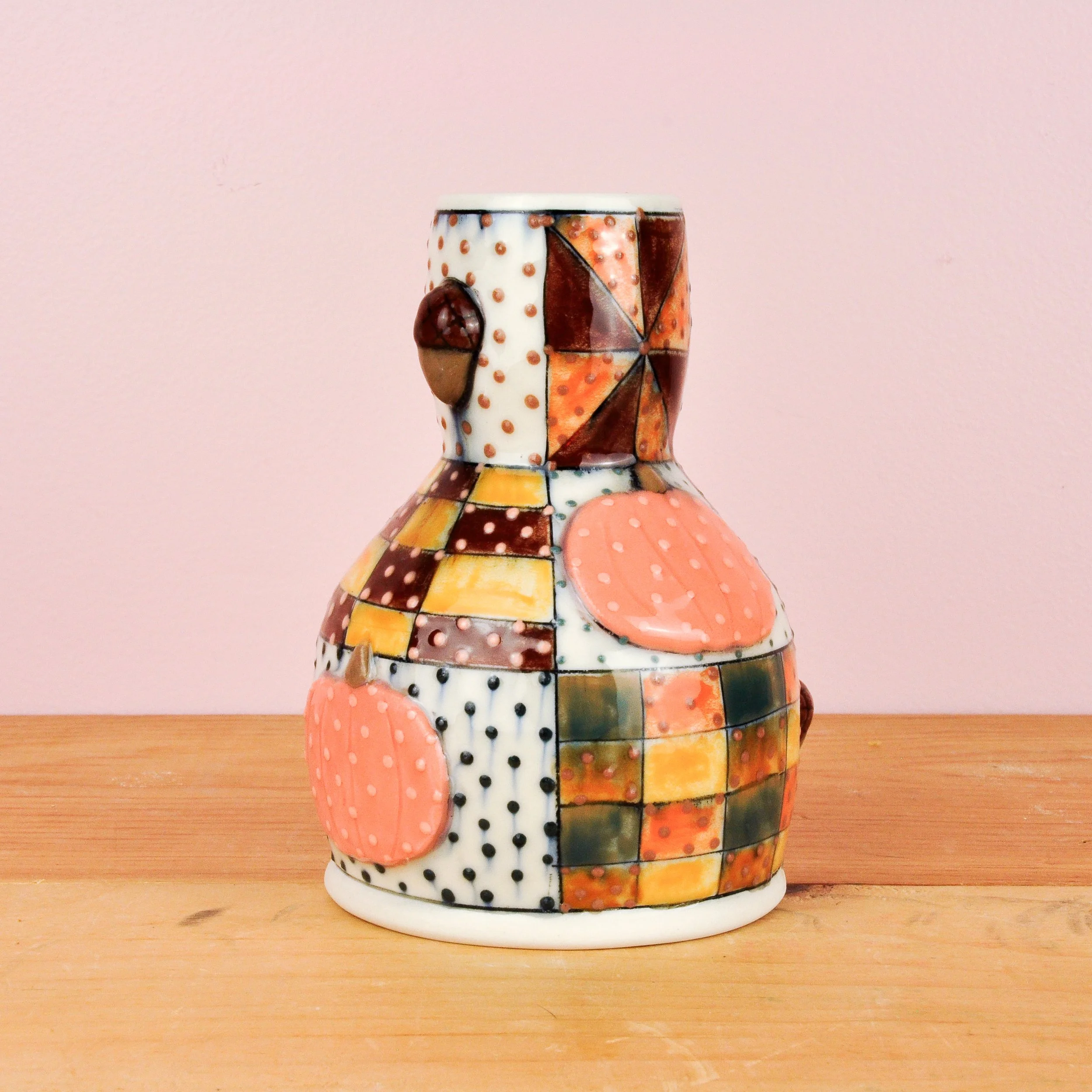 Fall Patchwork Quilt bud vase