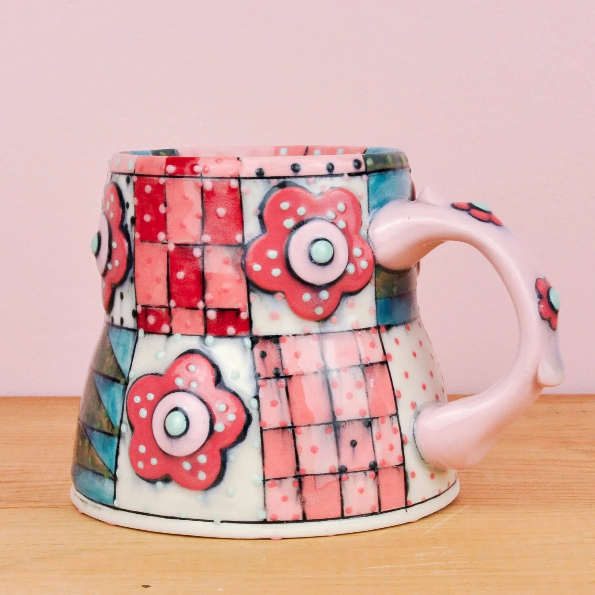 Red & Pink Quilt Mug 5