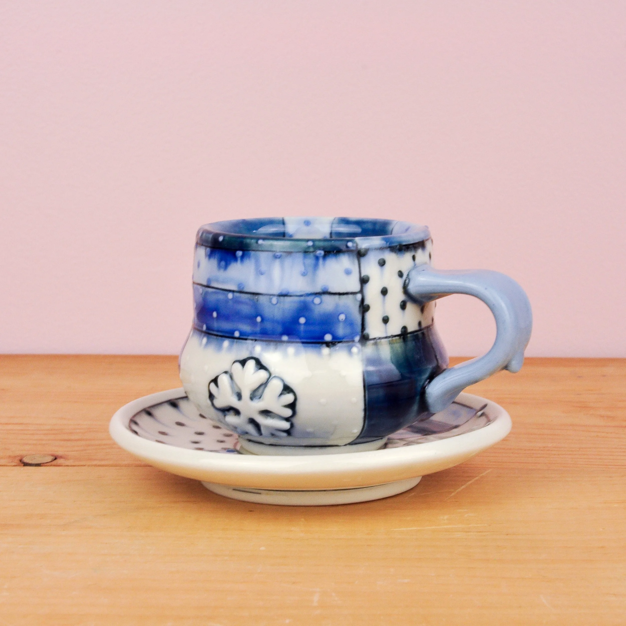 Snowflake Quilt espresso cup + saucer