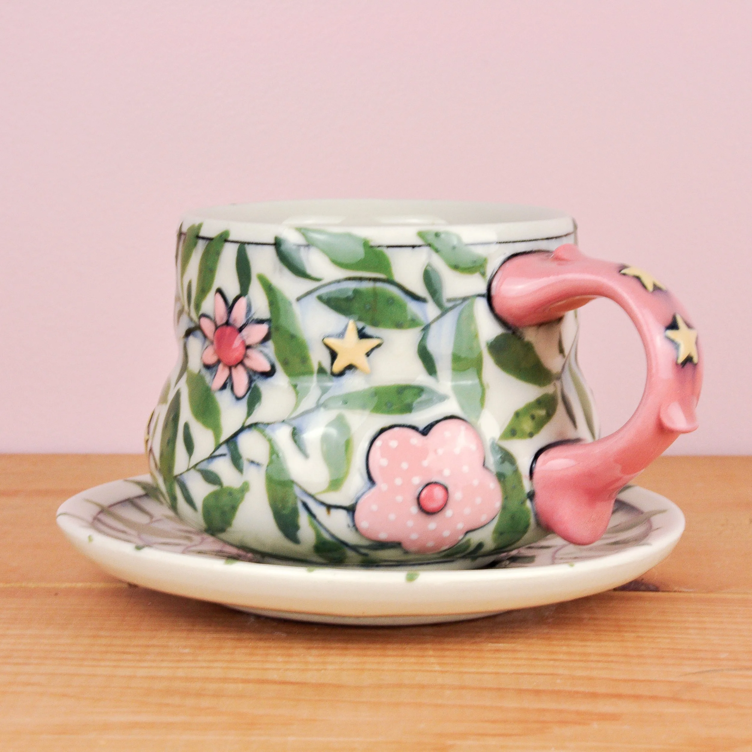 Flowers & Stars Teacup & Saucer