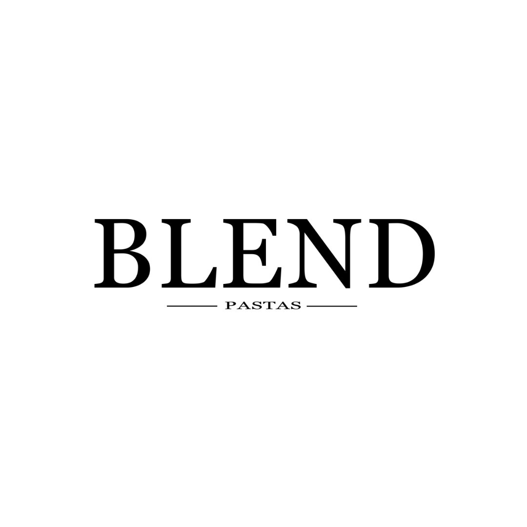 Black text on white background that says 'BLEND PASTAS' with simple lines above and below 'PASTAS'.