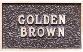 bronze plaque painted golden brown