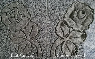 close up of comparison in detail from flat carved versus shape carved