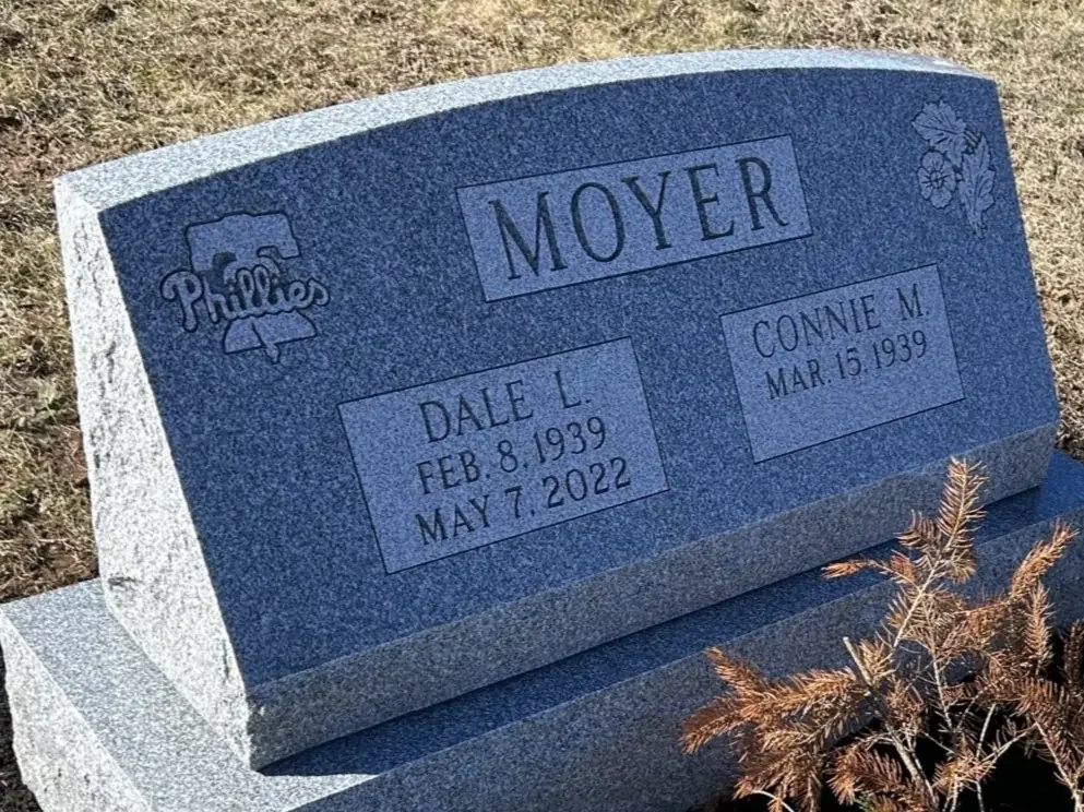 headstone with polished top and rocky textured sides