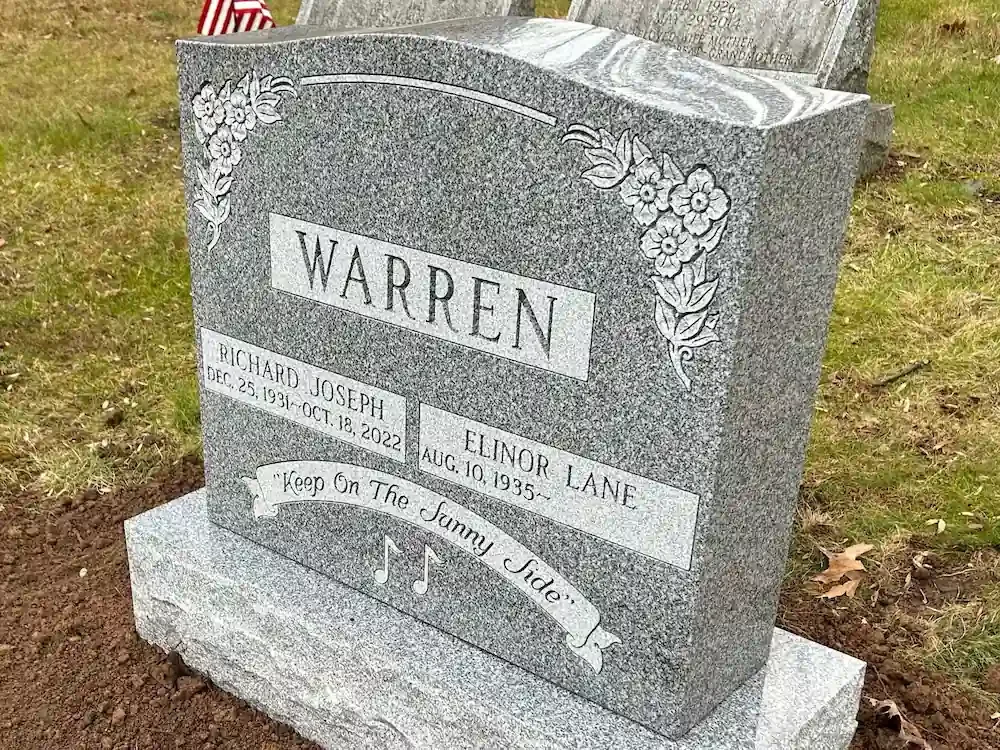 headstone with a polished top and sides