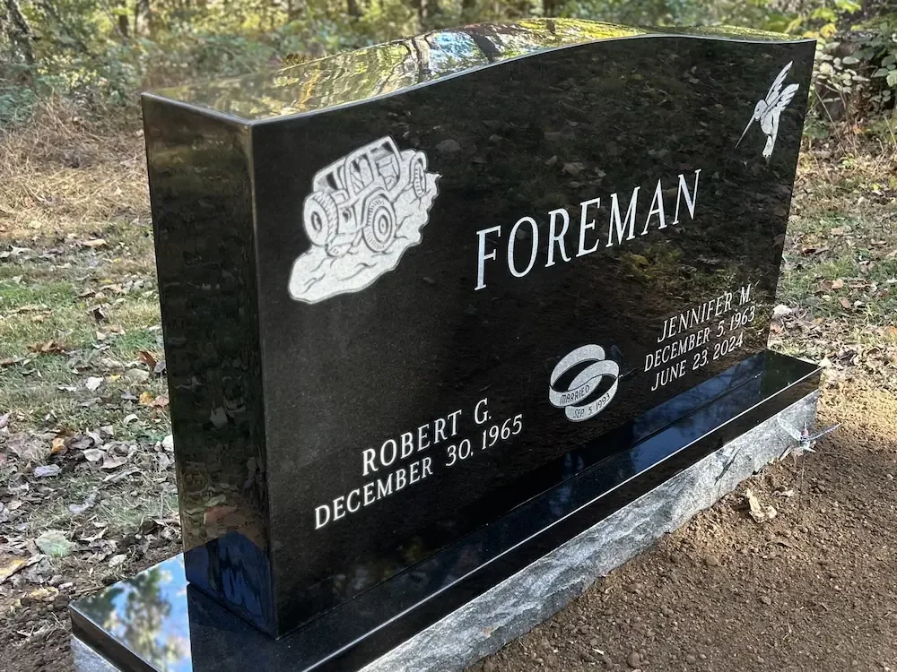 headstone with a polished top and sides