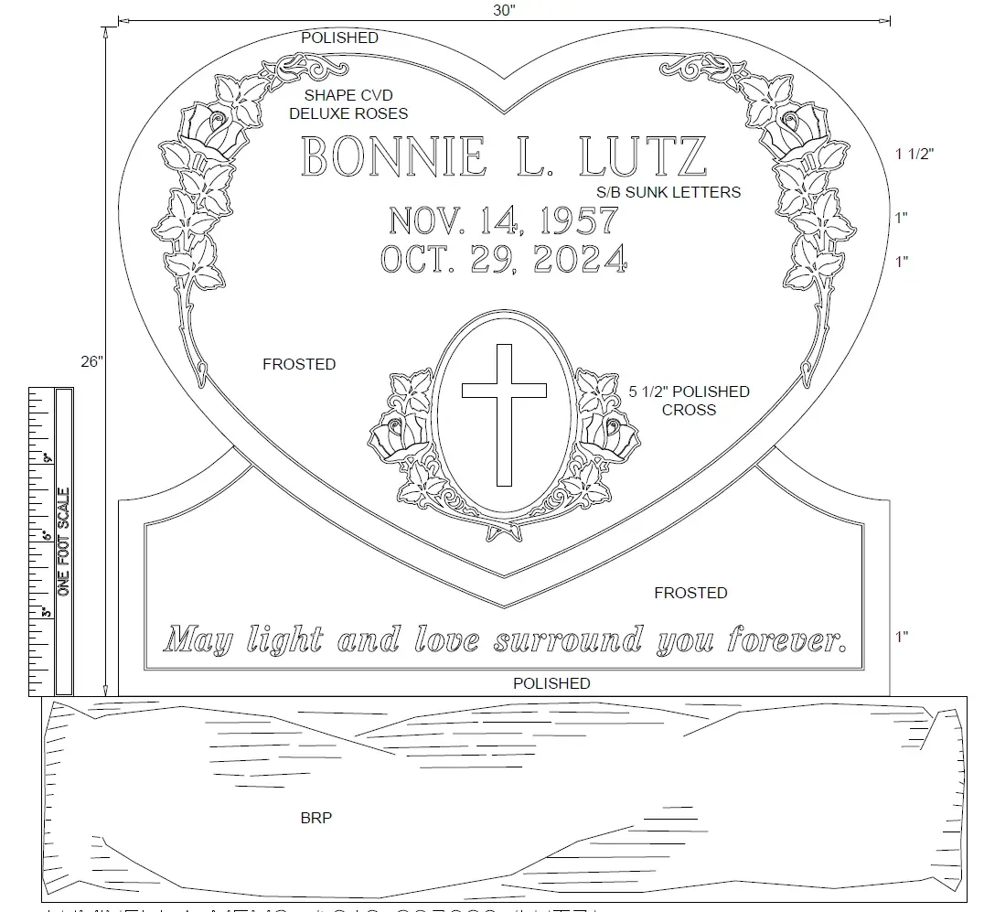 a computerized rendering of a headstone