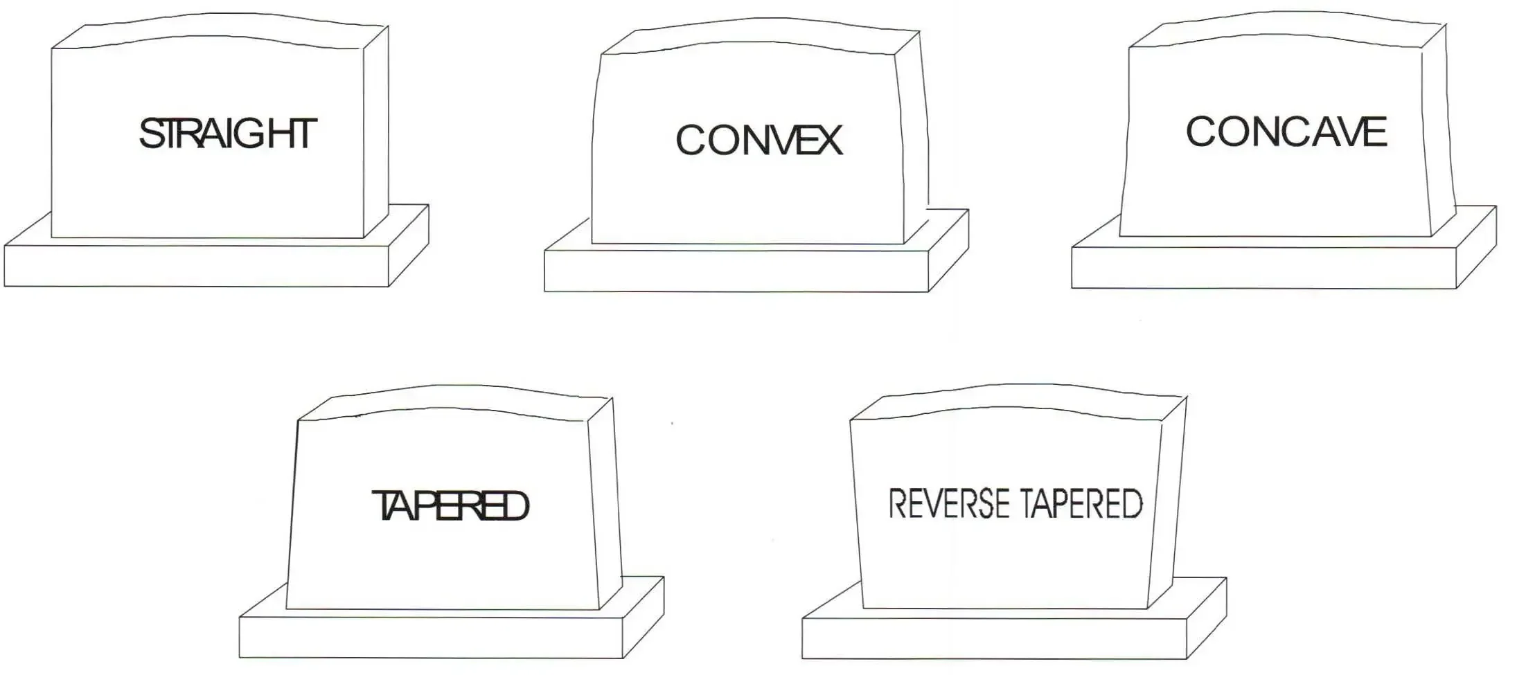 comparison between different options for the design of the sides for a headstone