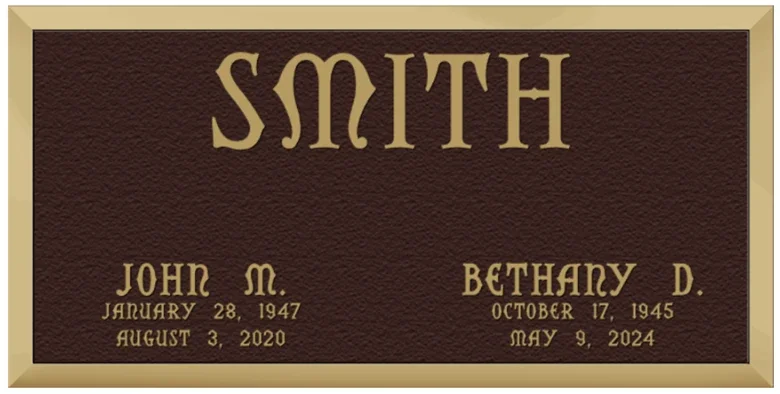 bronze plaque showing a unique font