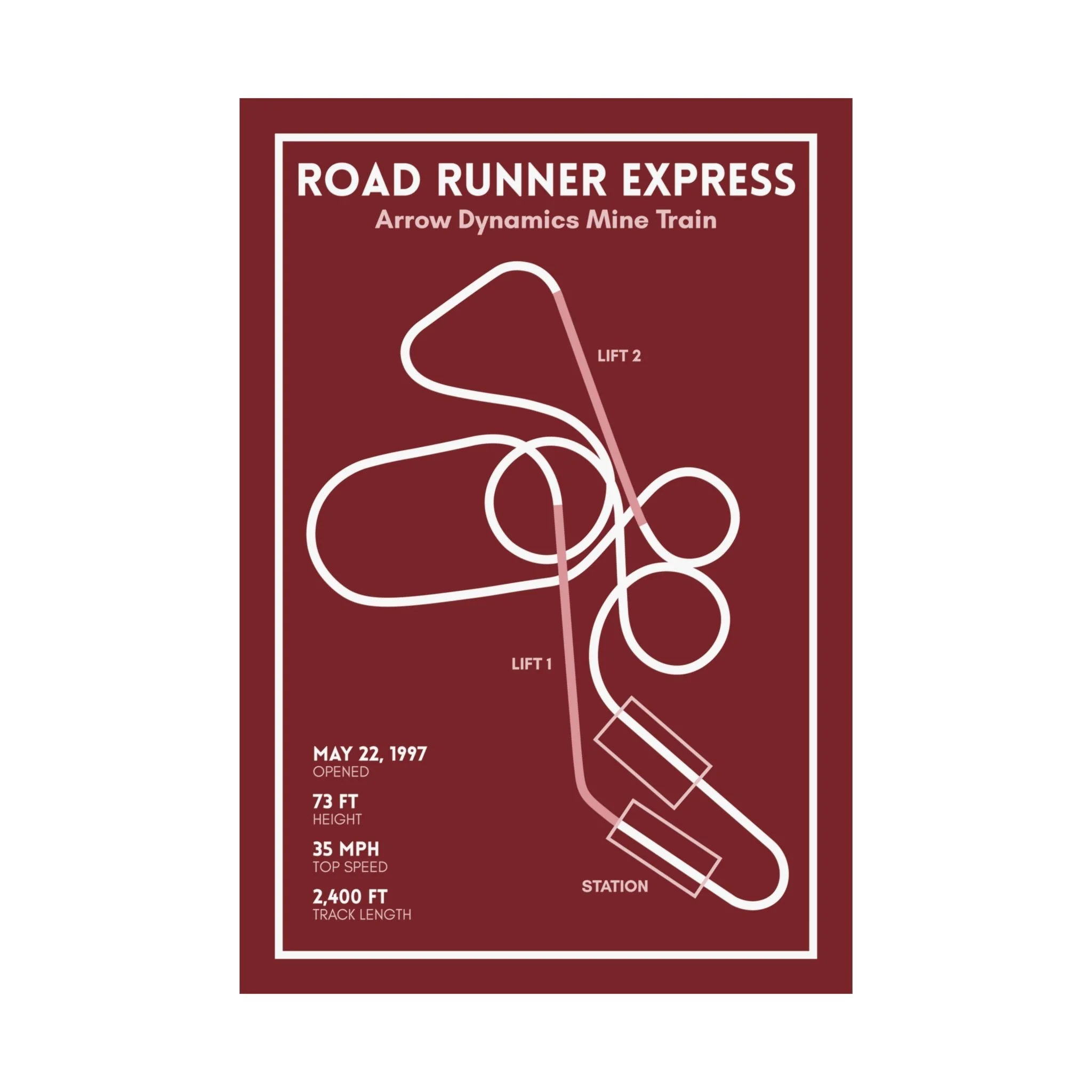 Road Runner Express - Six Flags Fiesta Texas Coaster Poster