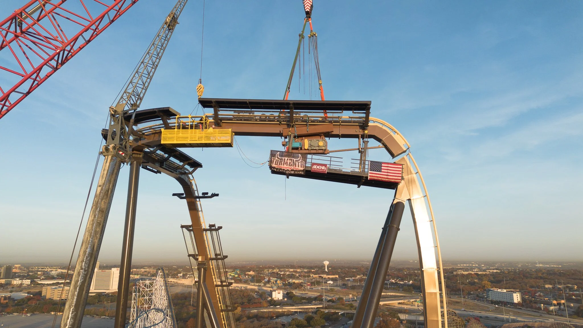 Tormenta Rampaging Run at Six Flags Over Texas Tops off 309-Feet High Lift Hill