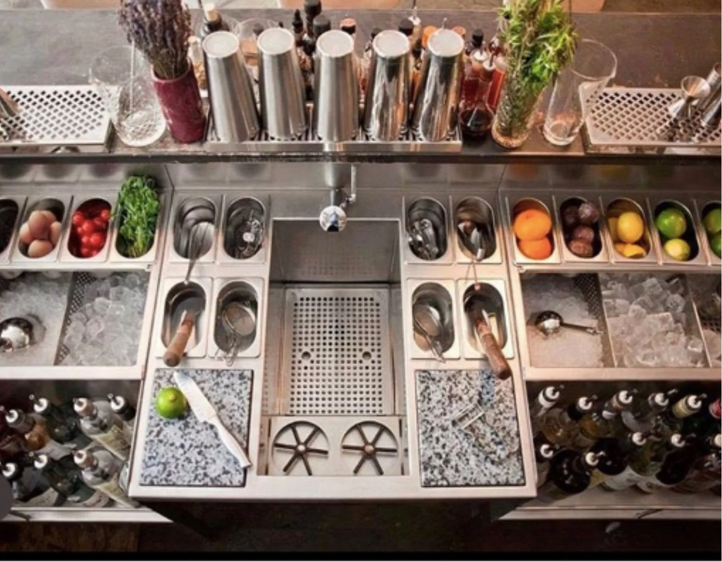 A premium bar station for mixing cocktails.