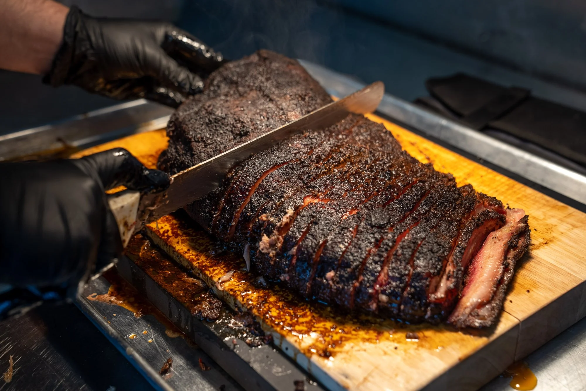 Texas-style beef brisket, hand sliced