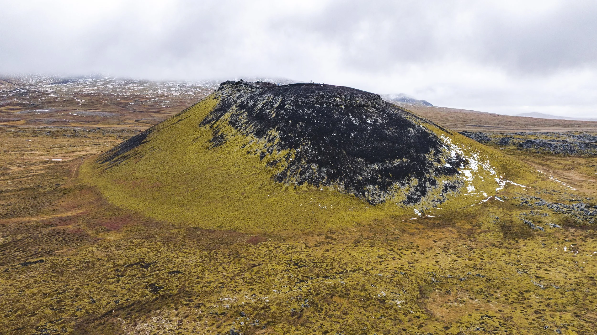 Hverfjall volcanic tuff crater rim in northern Iceland near Lake Mývatn
