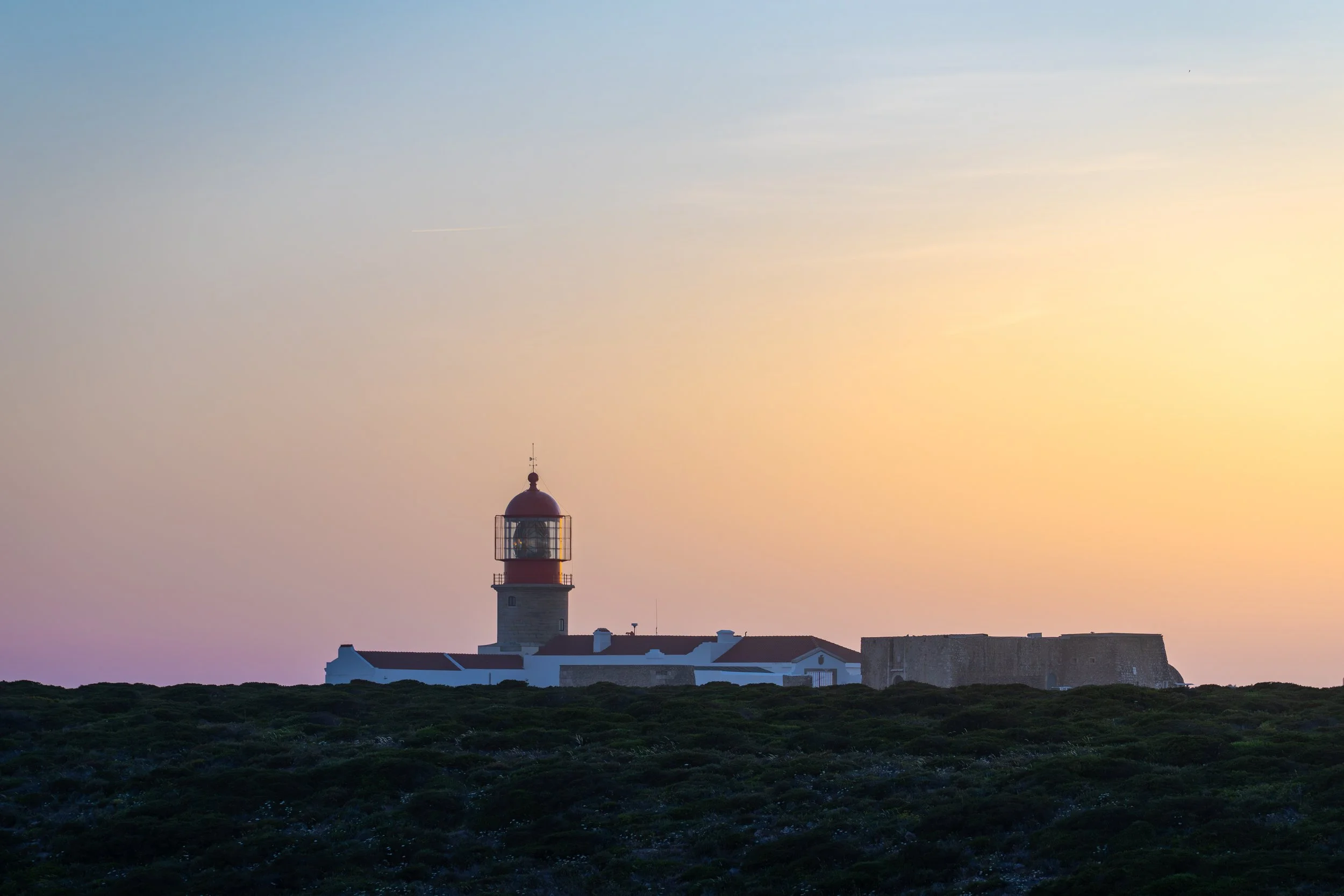 Lighthouse of Cabo de São Vicente, Portugal at sunset