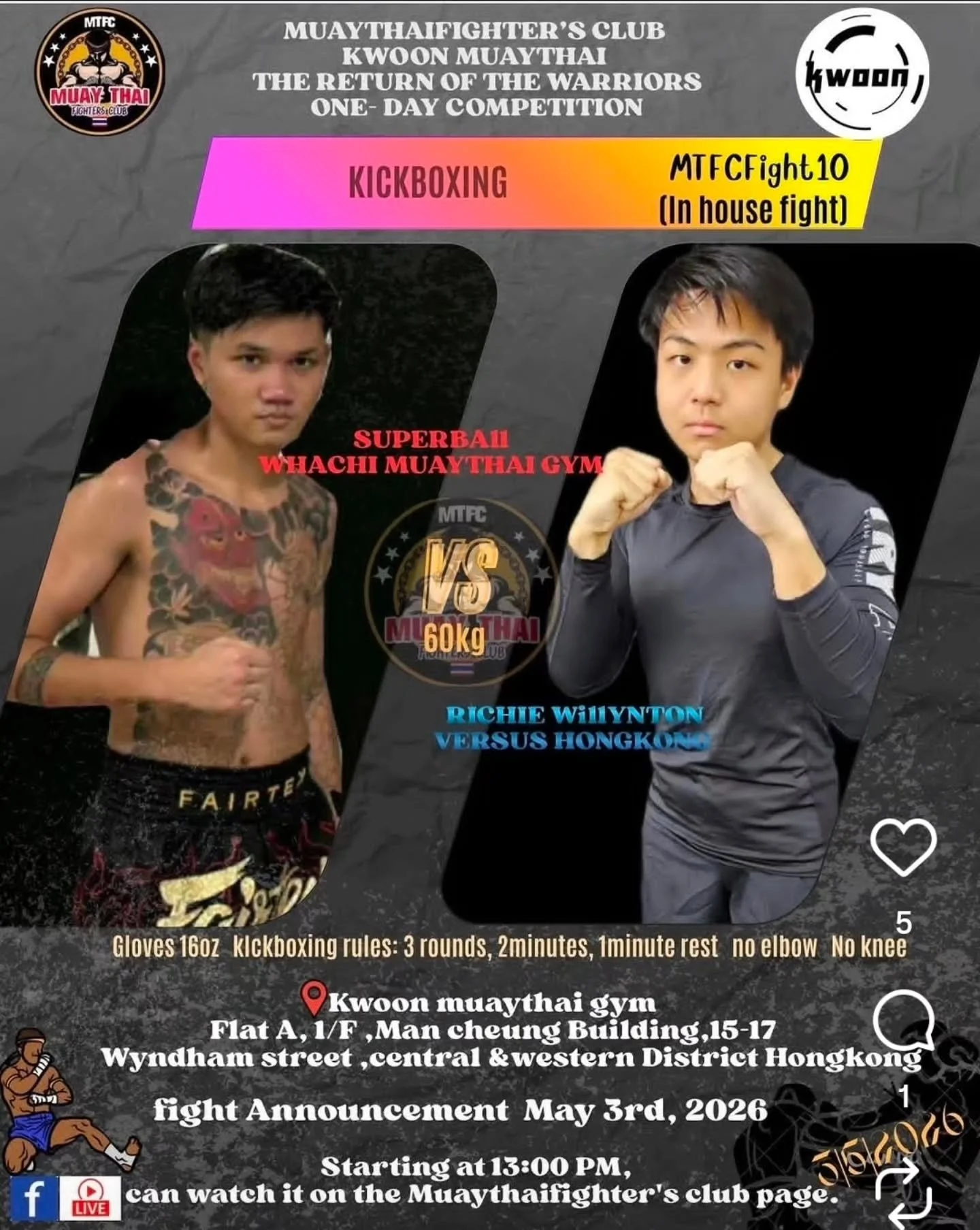 Debut for Richie coming up in May. Let's go 👊🏻