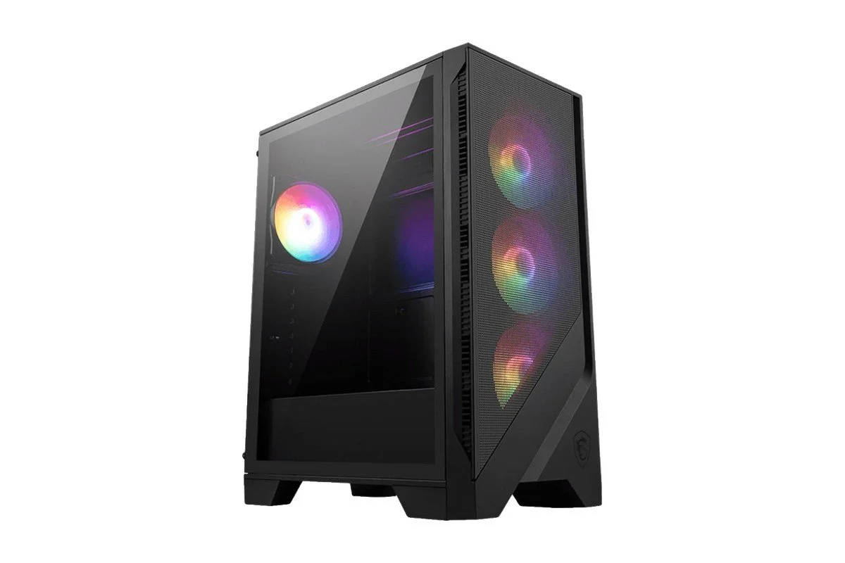 Caixa de PC MSI MAG Forge 121A preta com vidro e ventoinhas RGB