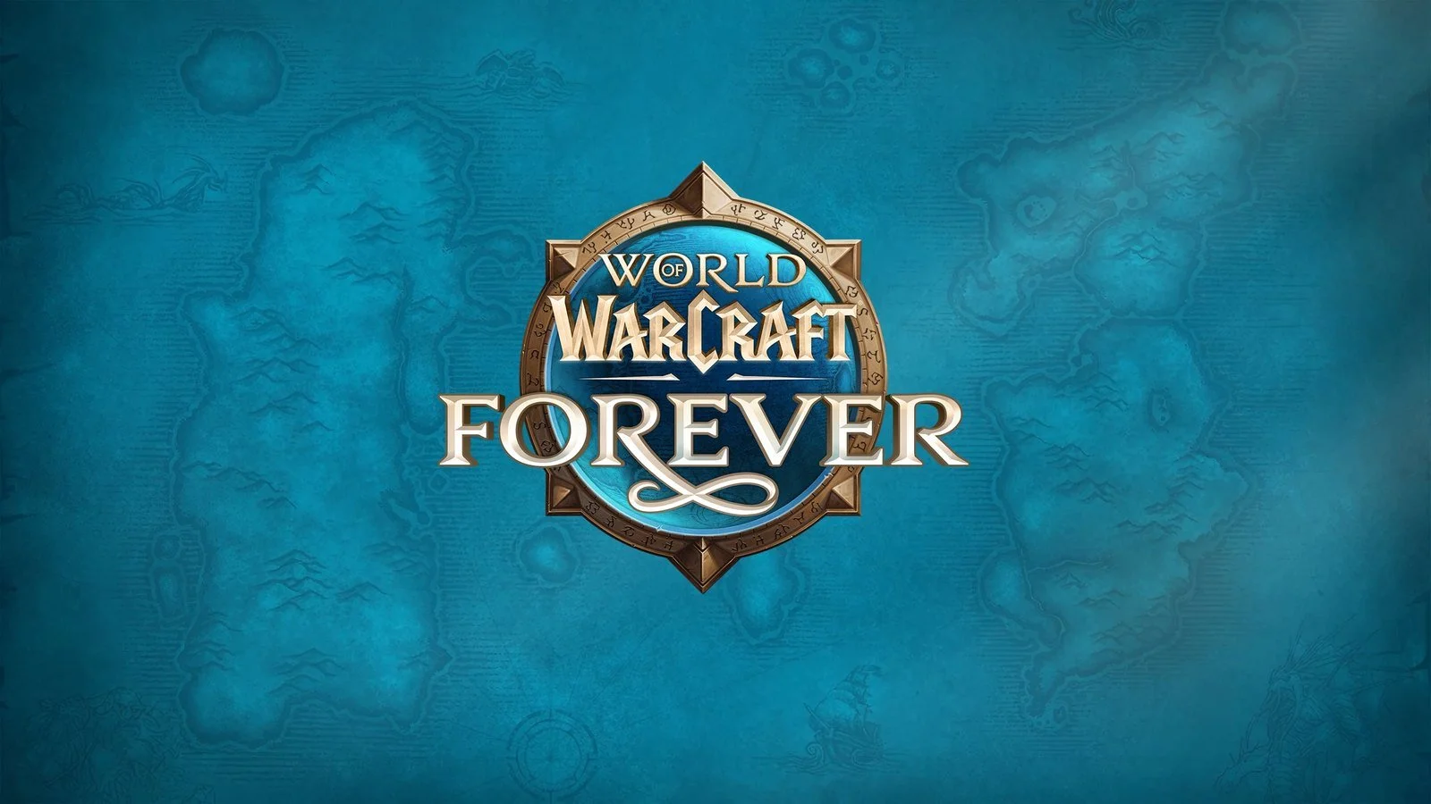 Logótipo de World of Warcraft Forever sobre um fundo azul