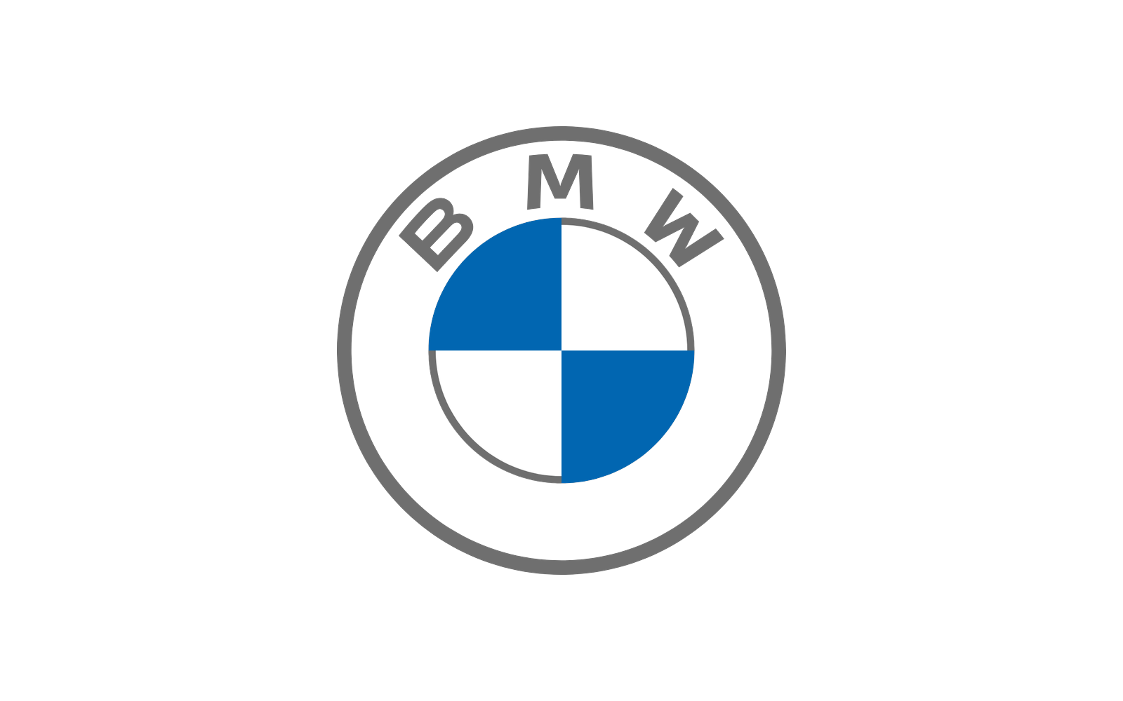 Logótipo da BMW, com o círculo azul e branco, em fundo branco