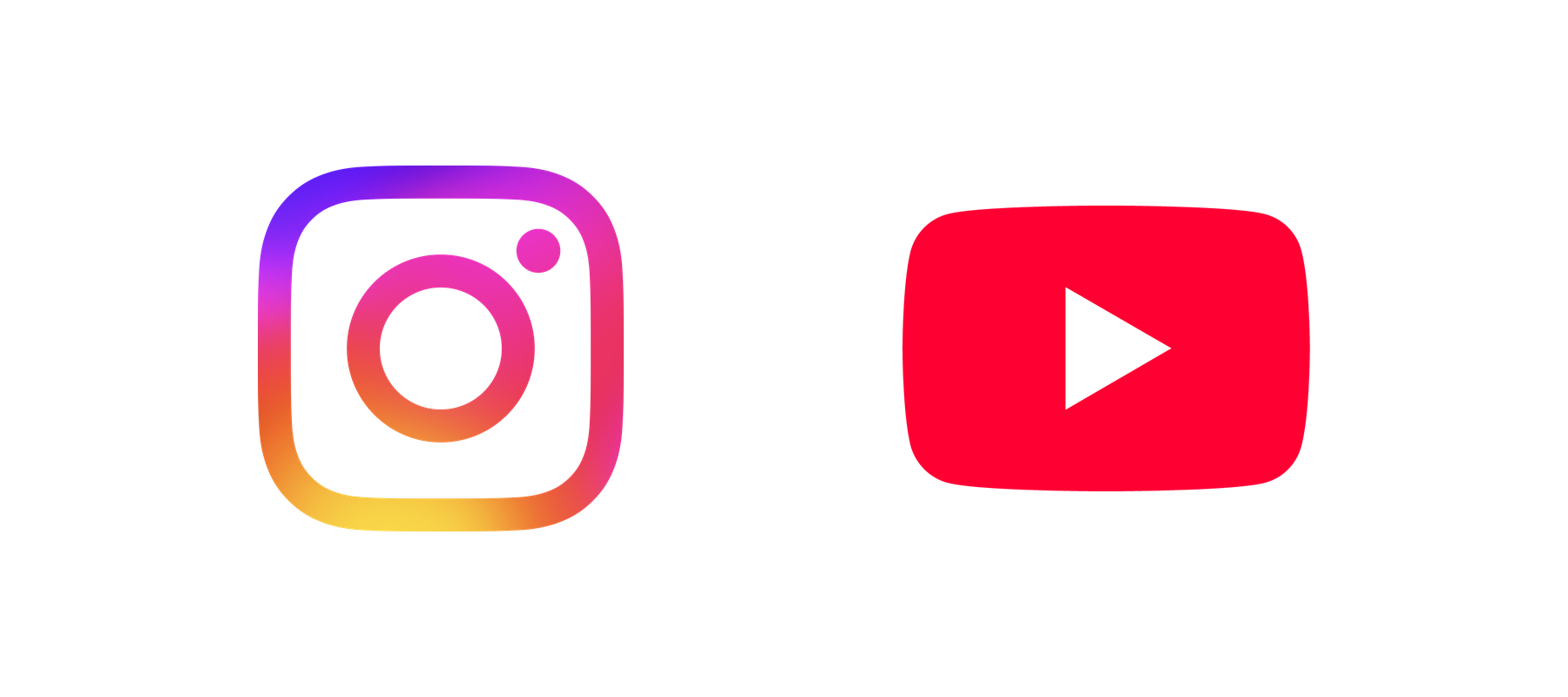 Logótipos do Instagram e do YouTube lado a lado em fundo branco
