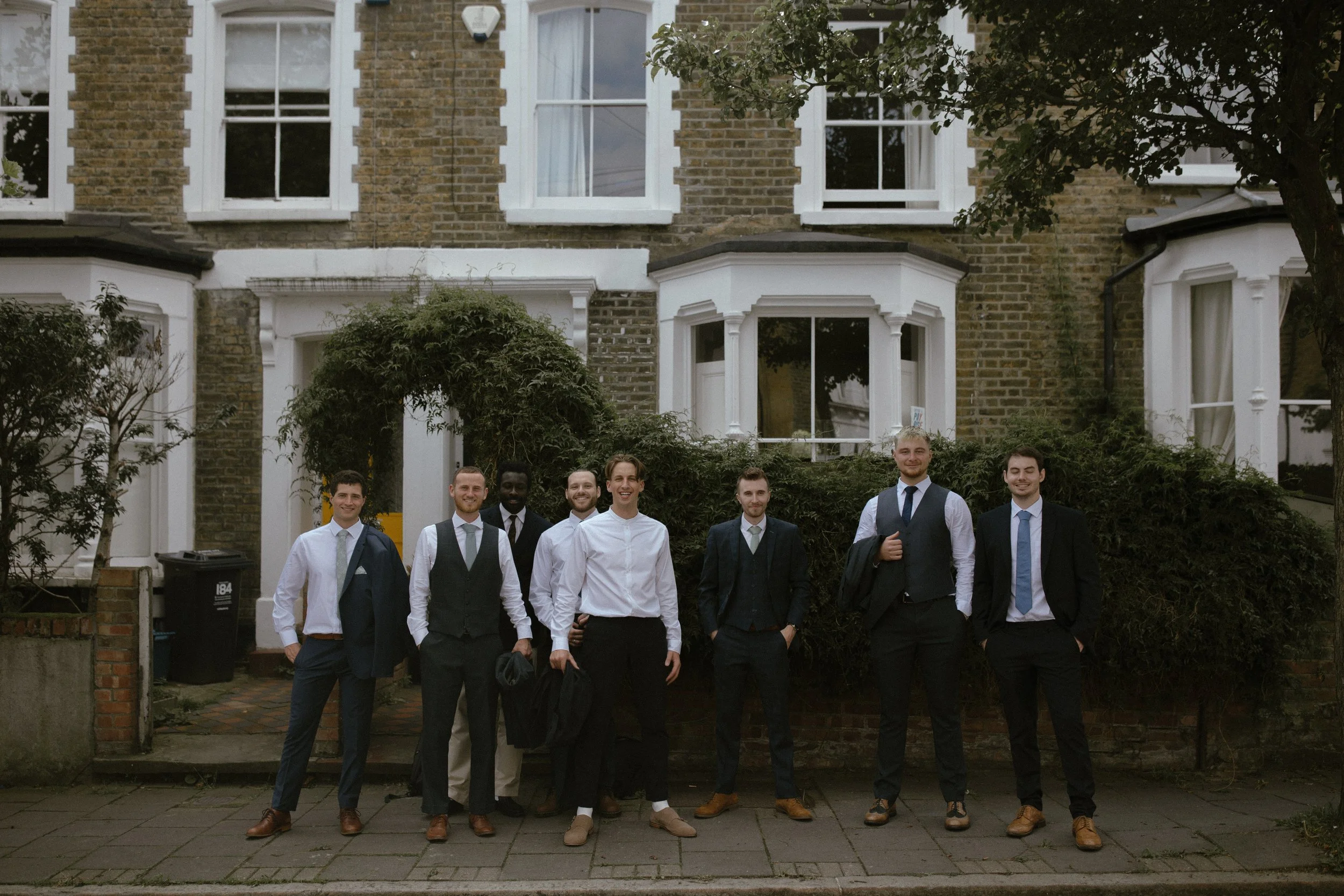 groomsmen pre wedding on hackney streets