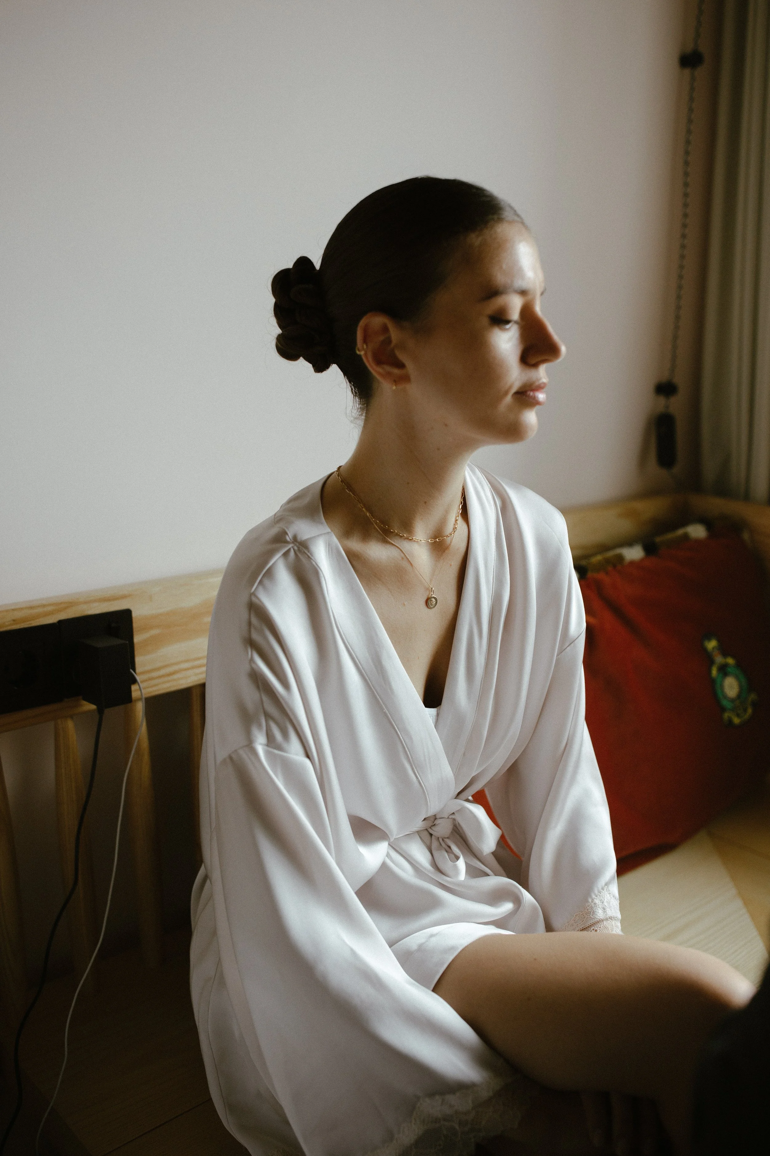 Bride getting ready for her wedding in Hackney London