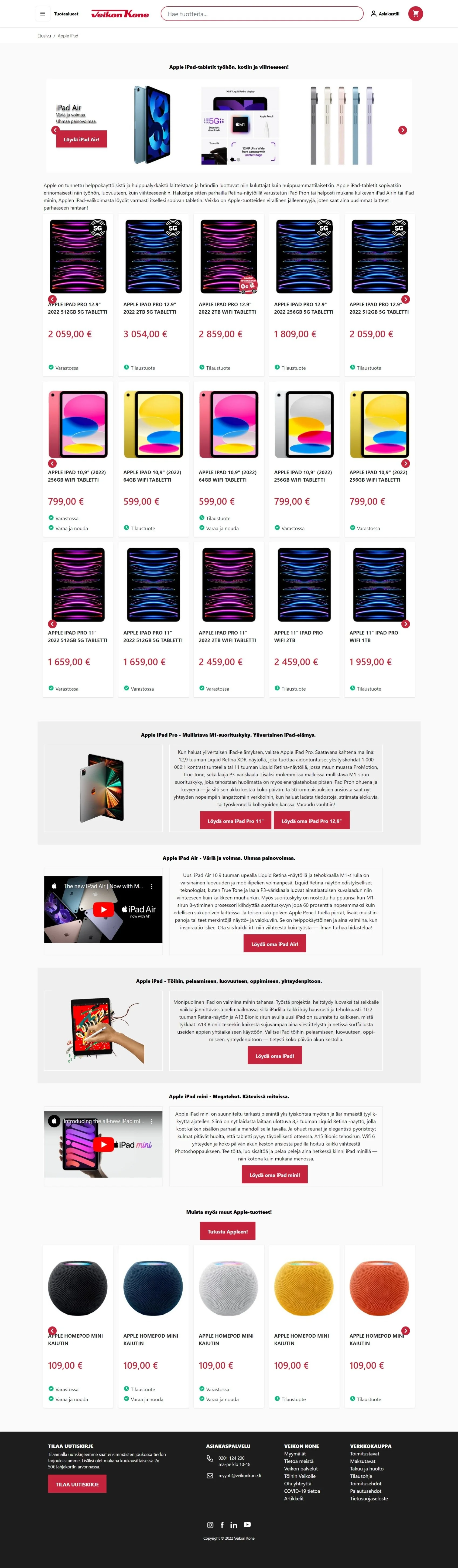 Apple iPad landing page